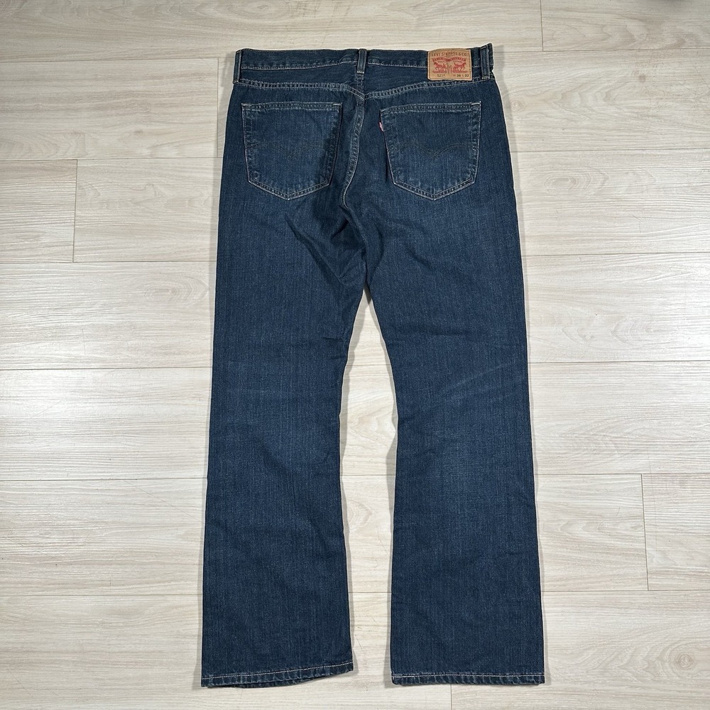Levi's 527 Jeans Mens 36x32 Blue Denim Low Boot Cut Slim Dark Faded Wash Cowboy - Picture 2 of 9
